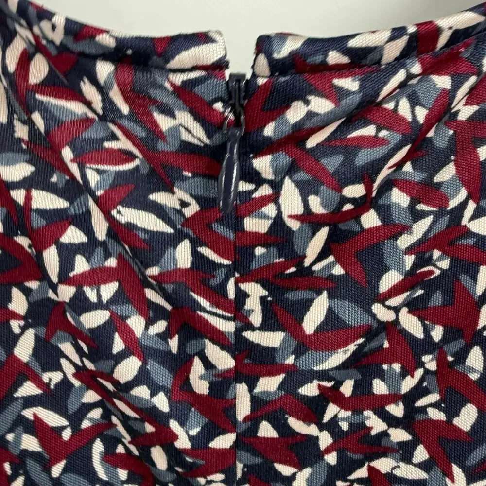 Tory Burch Dress Womens Small Burgundy Confetti Print 100% Silk Ruched